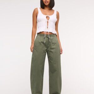 Abercrombie & Fitch Dusty Olive Barrel Pull-On Pant